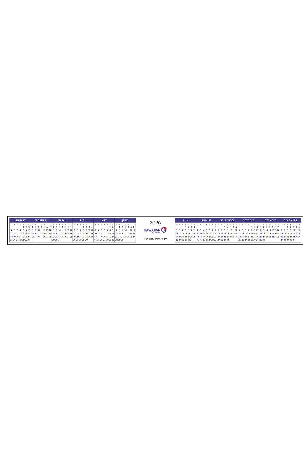 2026 Calendar Strip Sticker